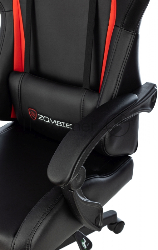 Кресло игровое Zombie GAME TETRA черный/красный эко.кожа крестов. пластик
