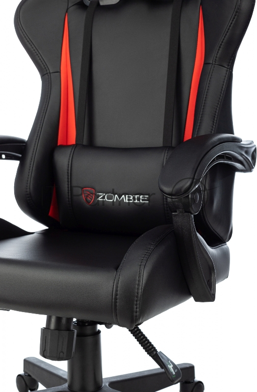 Кресло игровое Zombie GAME TETRA черный/красный эко.кожа крестов. пластик