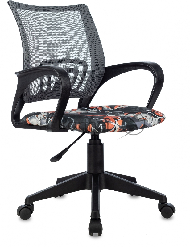 Кресло детское Бюрократ BUROKIDS 1 серый TW-04 граффити сетка/ткань крестов. пластик