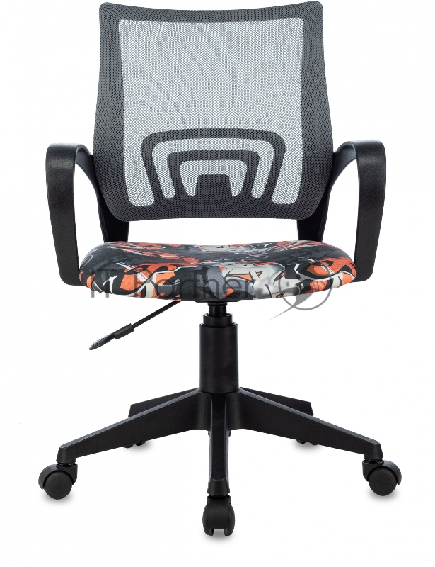 Кресло детское Бюрократ BUROKIDS 1 серый TW-04 граффити сетка/ткань крестов. пластик