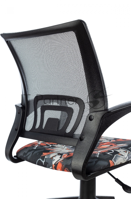 Кресло детское Бюрократ BUROKIDS 1 серый TW-04 граффити сетка/ткань крестов. пластик