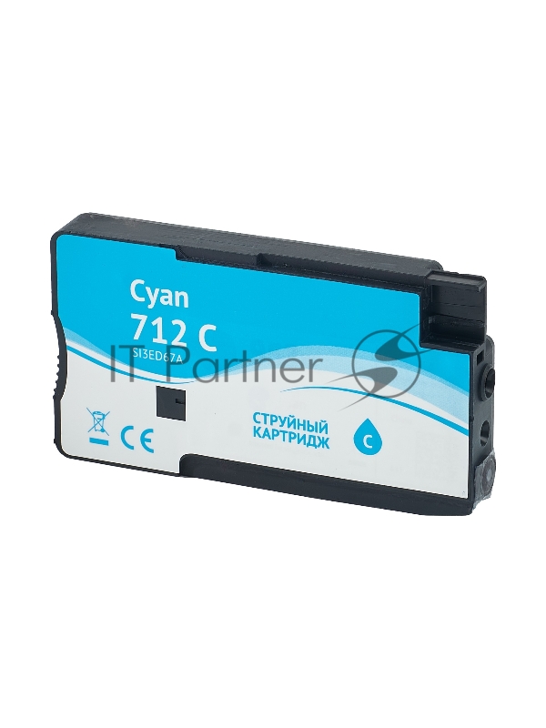 Струйный картридж Sakura 3ED67A (№712 Cyan) для HP, голубой, водорастворимый тип чернил, 29 мл.