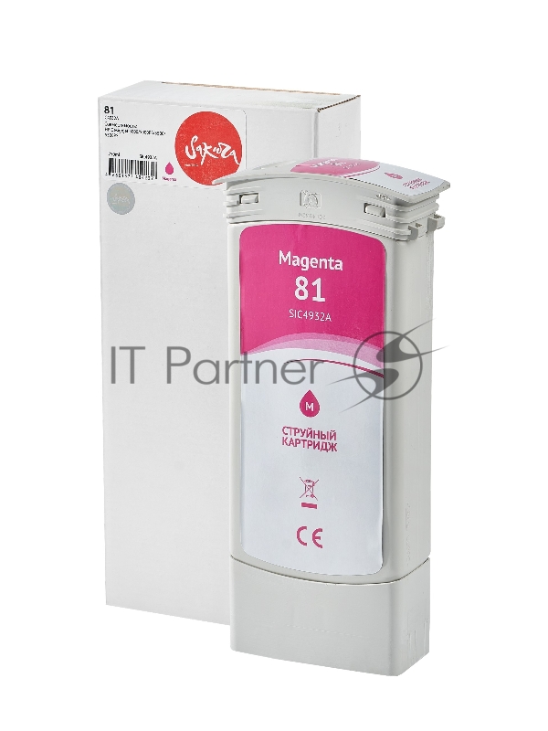 Струйный картридж Sakura C4932A (№81 Magenta) для HP, пурпурный, 750 мл.