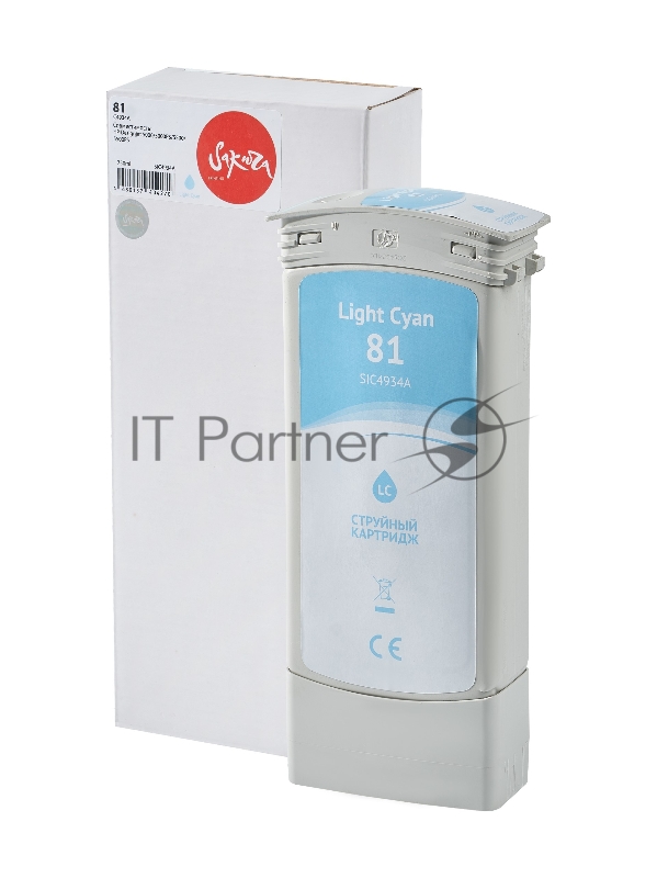 Струйный картридж Sakura C4934A (№81 Light Cyan) для HP, светло-голубой, 750 мл.