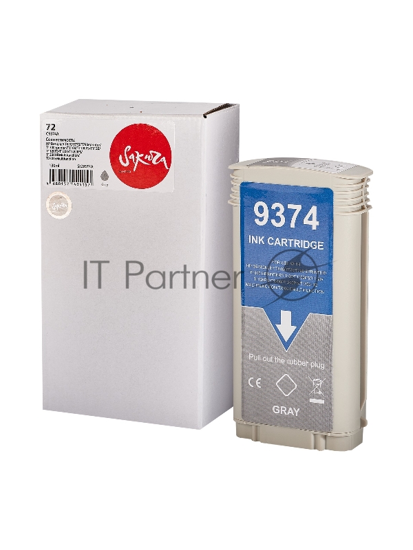 Струйный картридж Sakura C9374A (№72 Grey) для HP, серый, 130 мл.