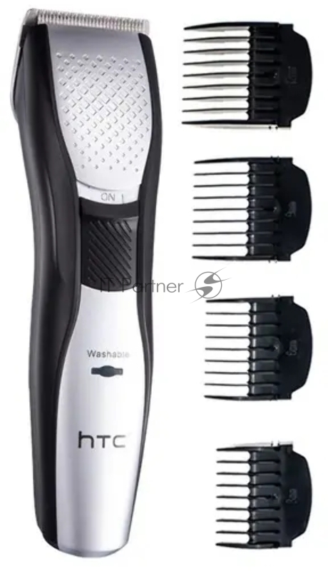 Машинка для стрижки волос HTC AT-729 3 Вт, 4 насад. От сети/аккумулятора, Черный/Серебристый