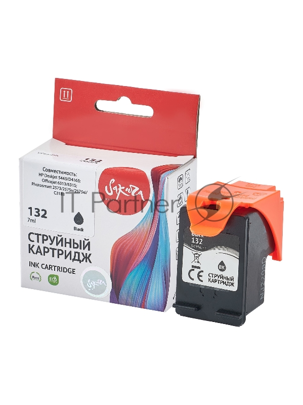 Струйный картридж Sakura C9362HE (№132) для HP HP PhotoSmart 2573 All-in-One/ C3183 All-in-One/ D5063/ HP Desk Jet 5443/ HP DeskJet D4163/ HP PSC 1513 All-in-One/ 1513s All-in-One/ HP OfficeJet 6313 All-in-One, черный, 210 к.