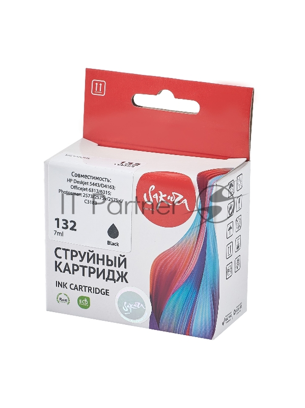 Струйный картридж Sakura C9362HE (№132) для HP HP PhotoSmart 2573 All-in-One/ C3183 All-in-One/ D5063/ HP Desk Jet 5443/ HP DeskJet D4163/ HP PSC 1513 All-in-One/ 1513s All-in-One/ HP OfficeJet 6313 All-in-One, черный, 210 к.