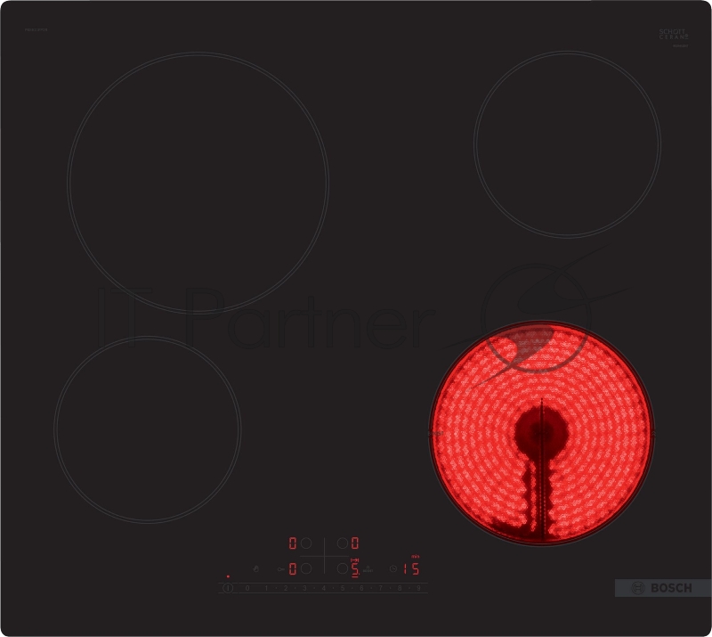 Электрическая варочная поверхность Bosch Serie 6, стеклокерамика, черная, ширина 60 см