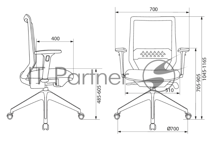 Кресло Бюрократ MC-W611NL серый TW-04 38-417 сетка/ткань крестов.4-луч. пластик пластик белый