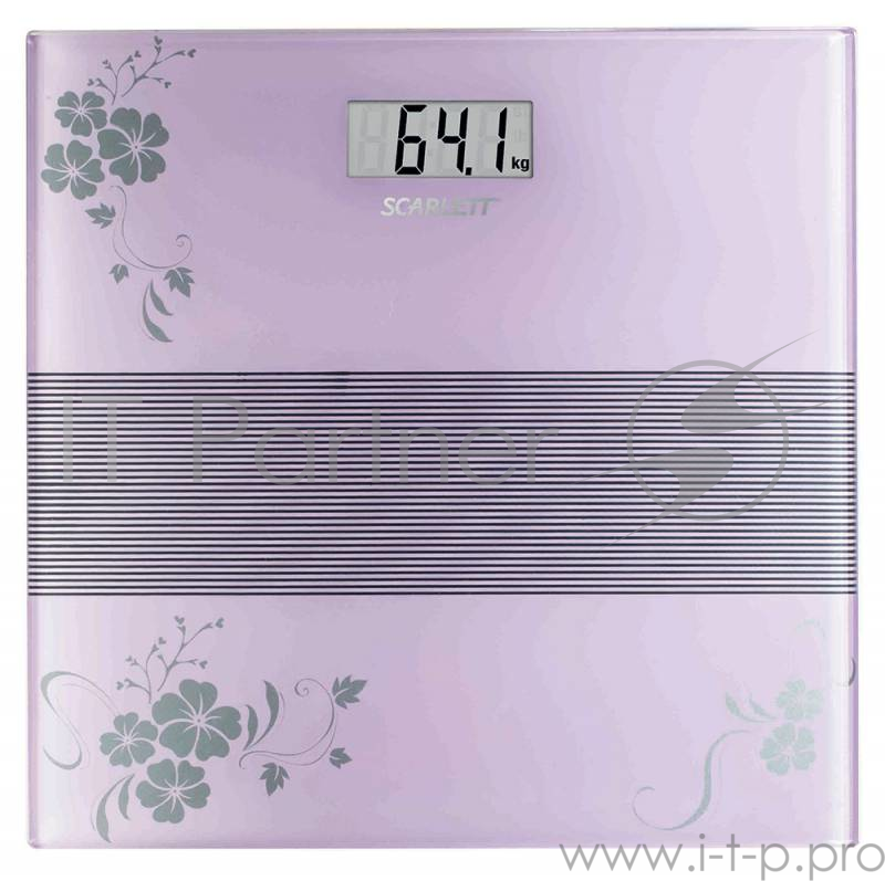 Весы напольные электронные Scarlett SC-BS33E060 макс.150кг фиолетовый/рисунок
