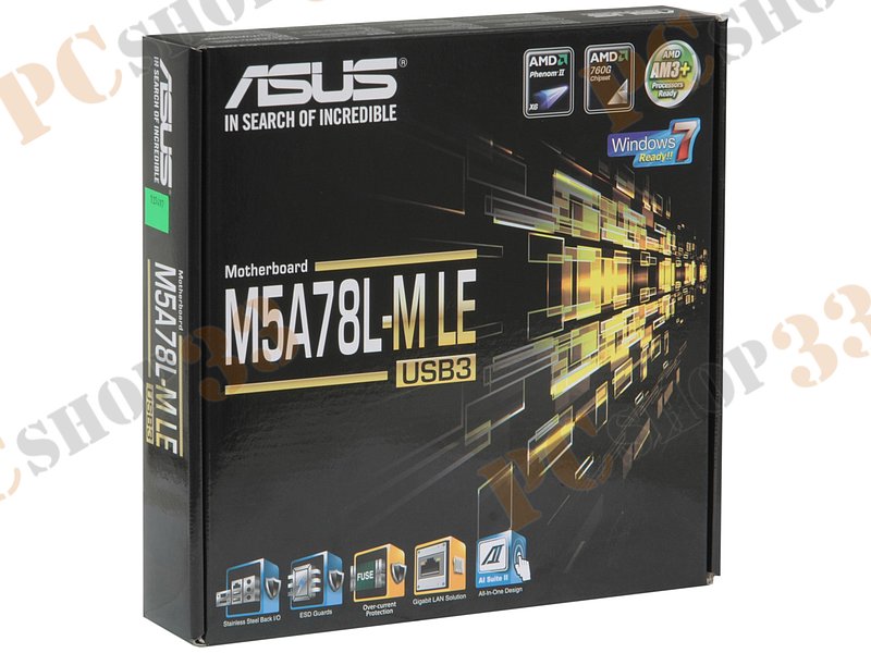 Мат. плата SocketAM3+ ASUS M5A78L-M LE/USB3 (AMD 760G, 2xDDR3, SATA II, RAID, PCI-E, D-Sub, DVI, 1Гбит LAN, USB3.0, mATX)