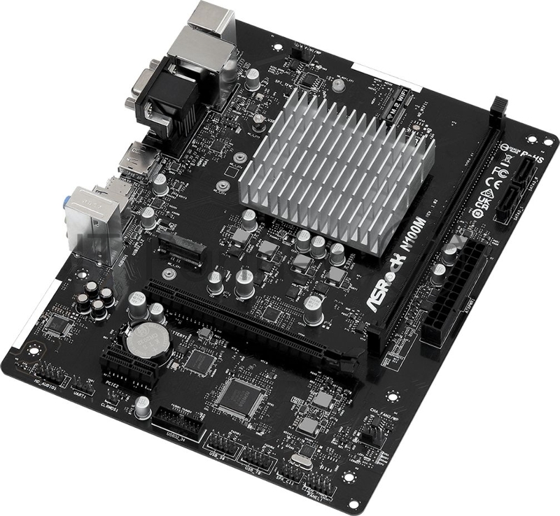 Материнская плата Asrock N100M 1xDDR4 mATX AC`97 6ch(5.1) GbLAN+VGA+HDMI+DP