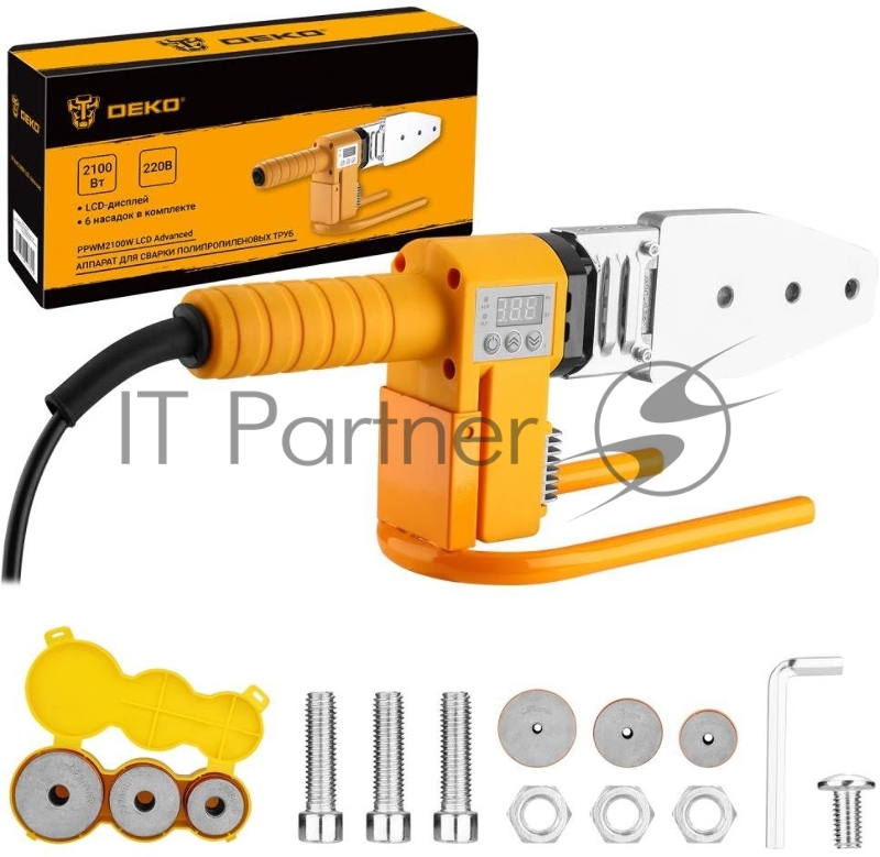 Сварочный аппарат для пластиковых труб Deko PPWM2100W LCD раструбная 2.1кВт (кейс в комплекте)