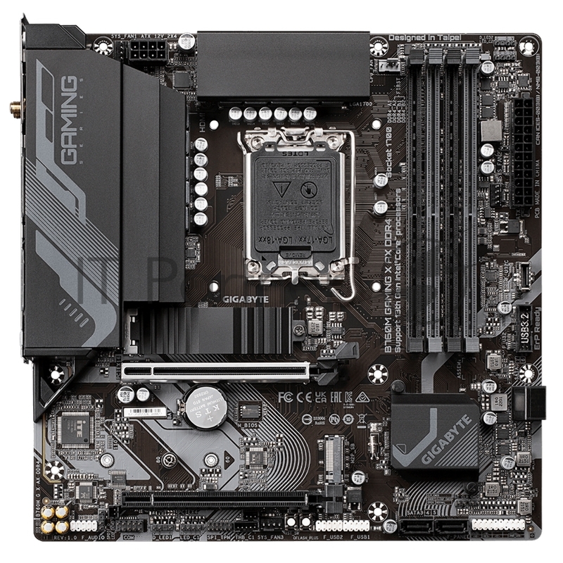 Материнская плата Gigabyte B760M GAMING X AX DDR4, Socket 1700, B760, 4xDDR4-3200, HDMI+DP, 2xPCI-Ex16, 4xSATA3(RAID 0/1/5/10), 2xM.2, 8Ch Audio, 2.5GbLan, (4+4)xUSB2.0, (4+2)xUSB3.2, (0+1)xUSB3.2 Type-C™, mATX, RTL