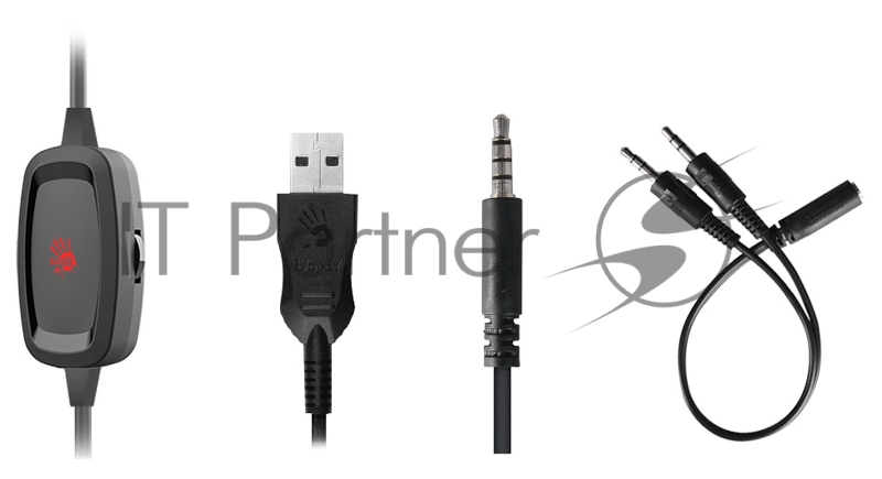 Наушники с микрофоном A4Tech Bloody G535P черный/серебристый 2м мониторные оголовье (G535P 4PIN+USB/BLACK+SILVER)