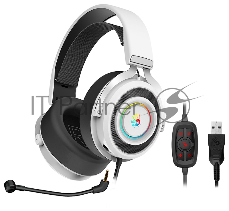 Наушники с микрофоном A4Tech Bloody G535 белый/черный 2м мониторные USB оголовье (G535 (BLACK+WHITE) USB)