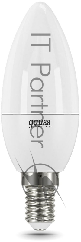 Лампа светодиодная Gauss Elementary 12Вт цок.:E14 свеча 220B 4100K св.свеч.бел.нейт. C37 (упак.:10шт) (33122)