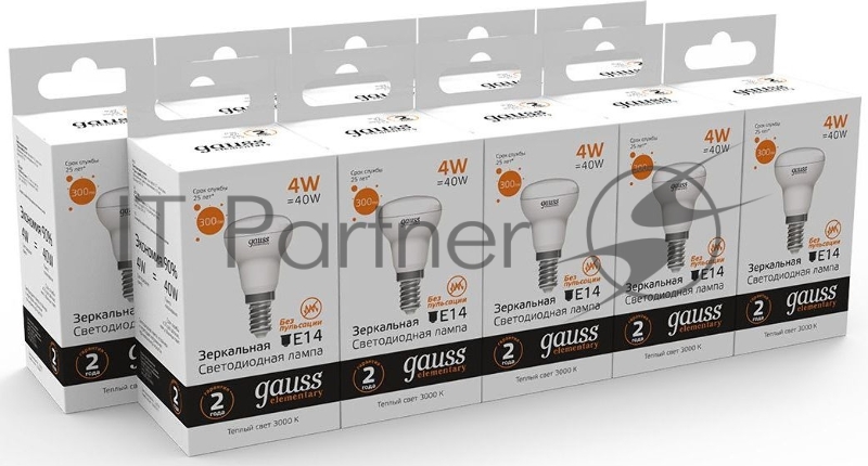 Лампа светодиодная Gauss Elementary 63114 4Вт цок.:E14 рефлек. 220B 3000K св.свеч.бел.теп. (упак.:10шт)