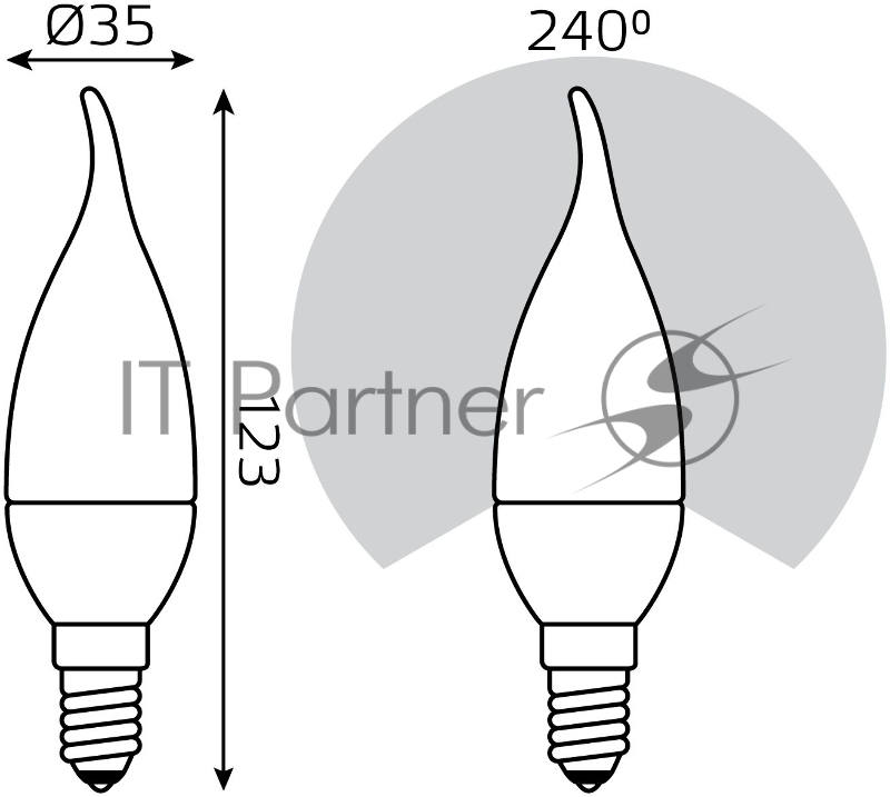 Лампа светодиодная Gauss Elementary 6Вт цок.:E14 свеча 220B 4100K св.свеч.бел.нейт. (упак.:10шт) (34126)