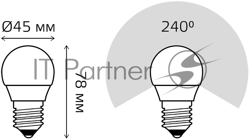 Лампа светодиодная Gauss Elementary 6Вт цок.:E27 шар 220B 6500K св.свеч.бел.хол. (упак.:10шт) (53236)