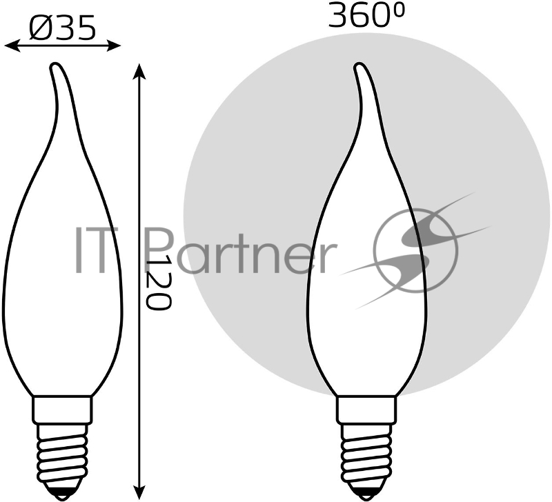 Лампа светодиодная Gauss Filament 104201209-D 9Вт цок.:E14 свеча 220B 4100K св.свеч.бел.нейт. (упак.:10шт)