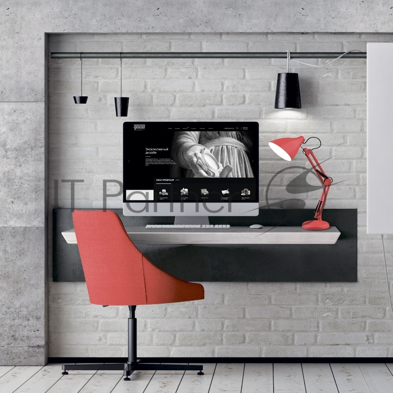 Светильник Gauss GT0034 настольный на струбцине/основание E27 красный 60Вт