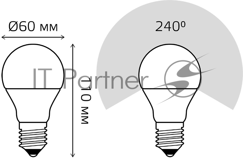 Лампа светодиодная Gauss Elementary 10Вт цок.:E27 груша 220B 6500K св.свеч.бел.хол. A60 (упак.:10шт) (23230)