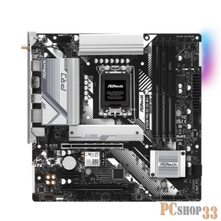 Материнская плата B760M PRO RS/D4 WIFI, Socket 1700, Intel®B760, 4xDDR4-3200, HDMI+DP, 2xPCI-Ex16, 1xPCI-Ex1, 4xSATA3(RAID0/1/5/10), 2xM.2, 8 Ch Audio, 1x2.5GLan, WiFi, (2+4)xUSB2.0, (3+2)xUSB3.2, (1+1)xUSB3.2 Type-C™, ATX, 1xPS/2, RTL {}