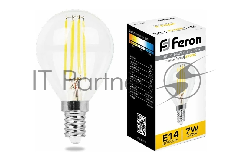 Лампа FERON светодиодная, 7W 230V E14 2700K, LB-52 25874