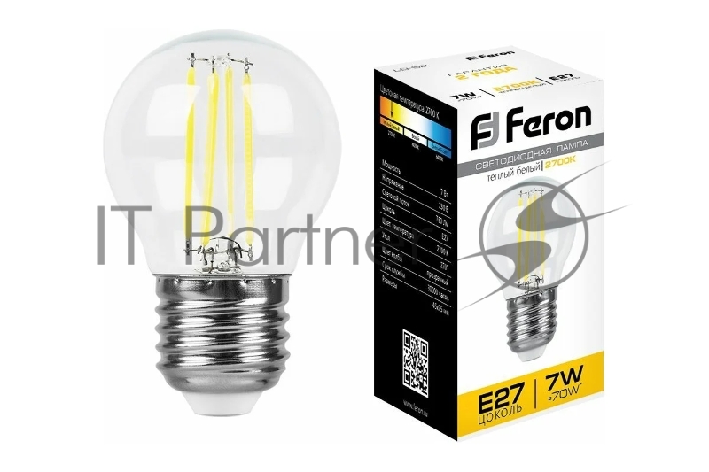 Лампа FERON светодиодная, 7W 230V E27 2700K, LB-52 25876
