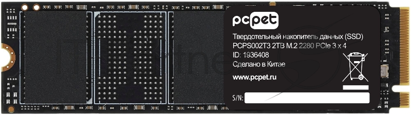 Накопитель SSD PC Pet PCI-E 3.0 x4 2Tb PCPS002T3 M.2 2280 OEM