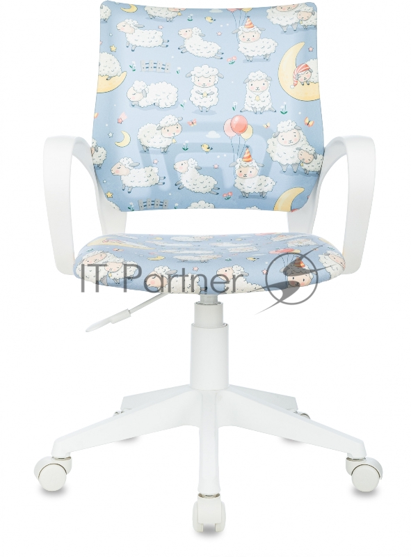 Кресло детское Бюрократ Burokids 1 W голубой овечки крестов. пластик пластик белый