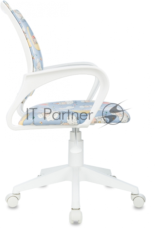 Кресло детское Бюрократ Burokids 1 W голубой овечки крестов. пластик пластик белый