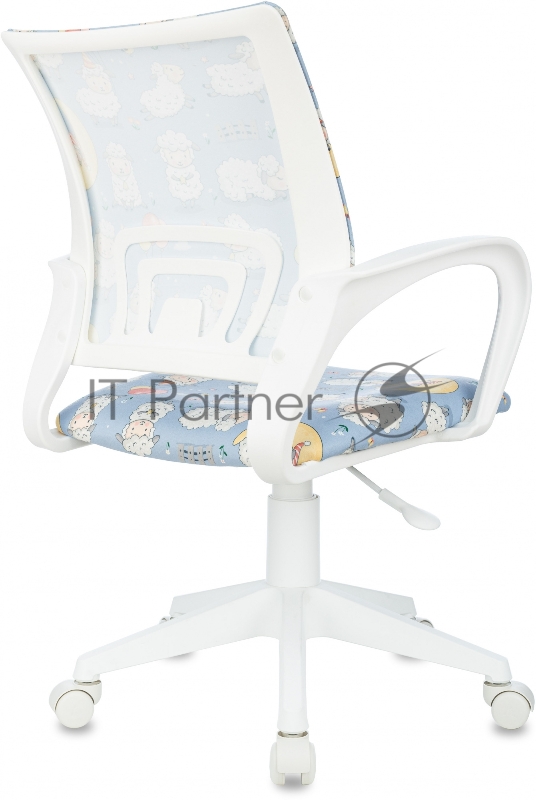 Кресло детское Бюрократ Burokids 1 W голубой овечки крестов. пластик пластик белый