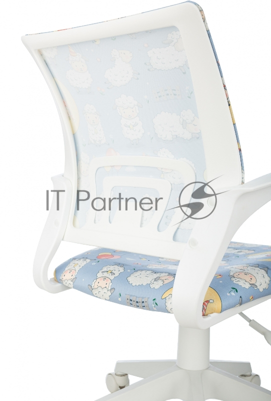 Кресло детское Бюрократ Burokids 1 W голубой овечки крестов. пластик пластик белый