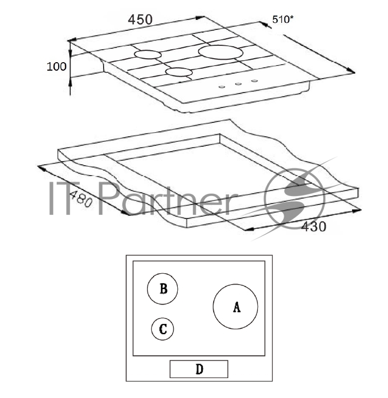 Газовая панель Weissgauff HGG 430 XR