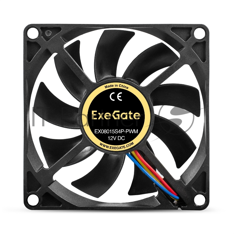 Вентилятор 12В DC ExeGate EX08015S4P-PWM (80x80x15 мм, Sleeve bearing (подшипник скольжения), 4pin, PWM, 25.5dBA)