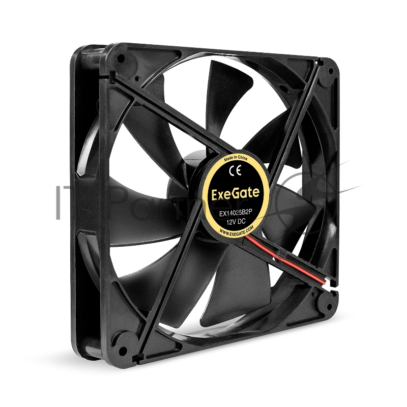 Вентилятор 12В DC ExeGate EX14025B2P (140x140x25 мм, 2-Ball (двойной шарикоподшипник), 2pin, 1250RPM, 24,5dBA)