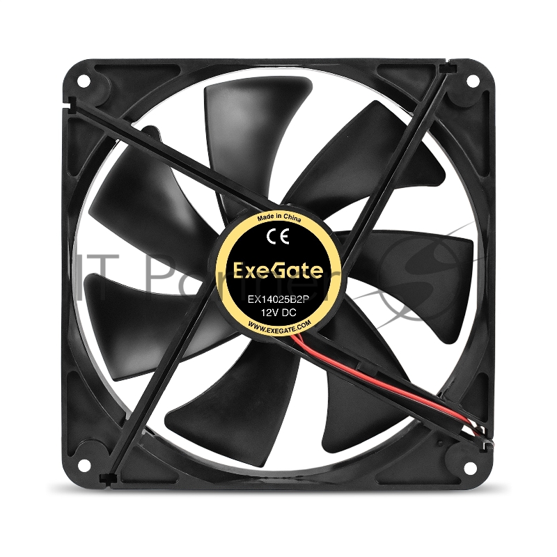Вентилятор 12В DC ExeGate EX14025B2P (140x140x25 мм, 2-Ball (двойной шарикоподшипник), 2pin, 1250RPM, 24,5dBA)