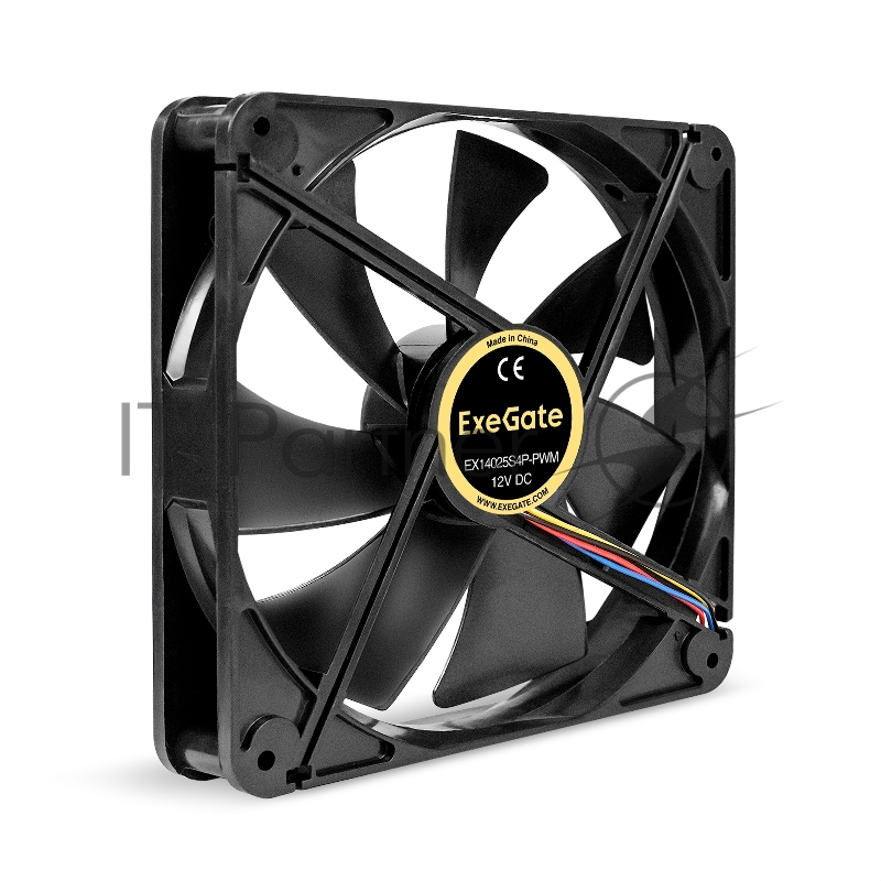 Вентилятор 12В DC ExeGate EX14025S4P-PWM (140x140x25 мм, Sleeve bearing (подшипник скольжения), 4pin, PWM, 24dBA)