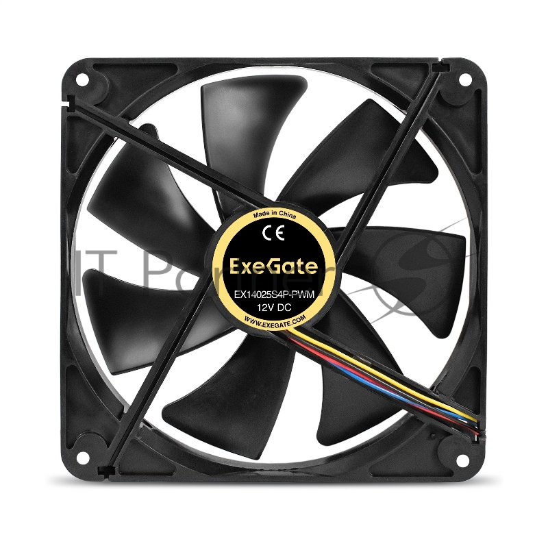 Вентилятор 12В DC ExeGate EX14025S4P-PWM (140x140x25 мм, Sleeve bearing (подшипник скольжения), 4pin, PWM, 24dBA)