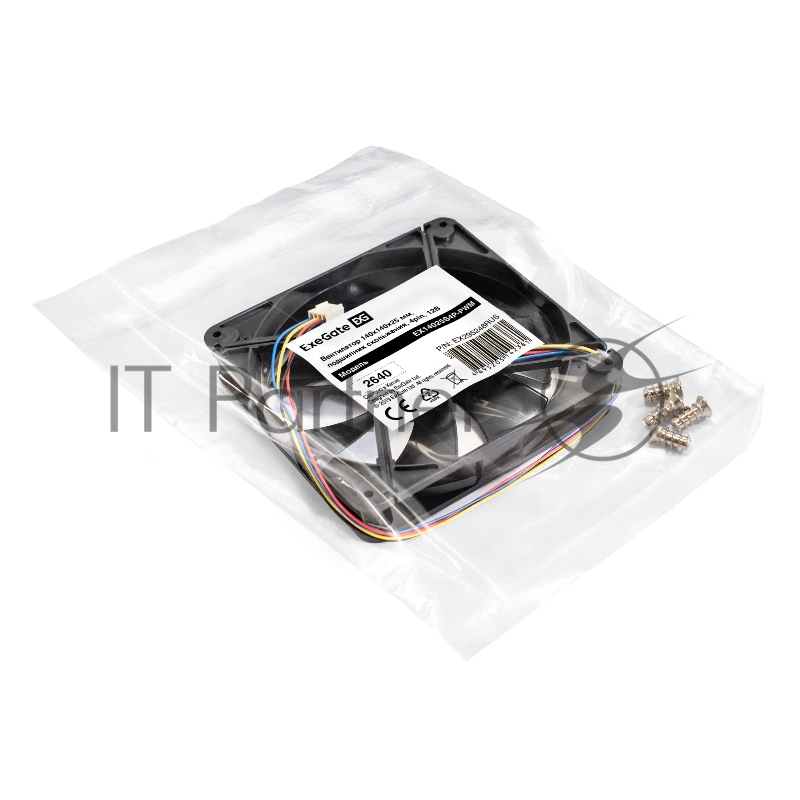 Вентилятор 12В DC ExeGate EX14025S4P-PWM (140x140x25 мм, Sleeve bearing (подшипник скольжения), 4pin, PWM, 24dBA)