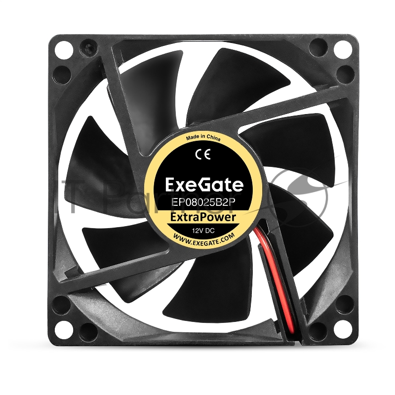 Вентилятор 12В DC ExeGate ExtraPower EP08025B2P (80x80x25 мм, 2-Ball (двойной шарикоподшипник), 2pin, 2900RPM, 29.5dBA)