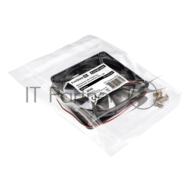 Вентилятор 12В DC ExeGate ExtraPower EP14025S2P (140x140x25 мм, Sleeve bearing (подшипник скольжения), 2pin, 1600RPM, 31dBA)