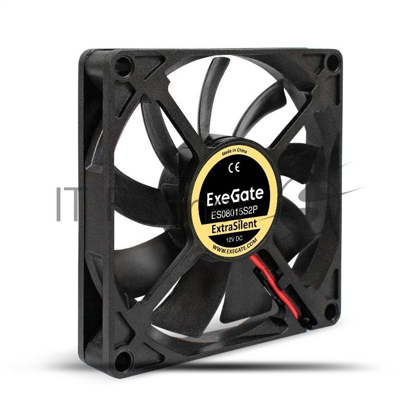 Вентилятор 12В DC ExeGate ExtraSilent ES08015S2P (80x80x15 мм, Sleeve bearing (подшипник скольжения), 2pin, 1600RPM, 16,5dBA)