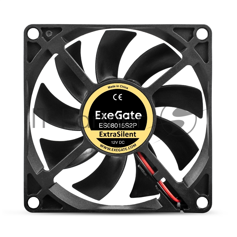 Вентилятор 12В DC ExeGate ExtraSilent ES08015S2P (80x80x15 мм, Sleeve bearing (подшипник скольжения), 2pin, 1600RPM, 16,5dBA)