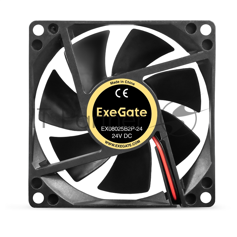Вентилятор 24B DC ExeGate EX08025B2P-24 (80x80x25 мм, 2-Ball (двойной шарикоподшипник), 2pin, 2850RPM, 28.5dBA)