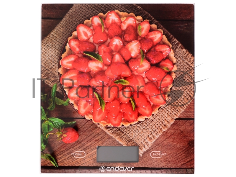 Весы кухонные электронные Endever Skyline KS-522, рисунок Торт, вес от 2 г до 5 кг, закаленное стекло повышенной прочности, автоматическое отключение
