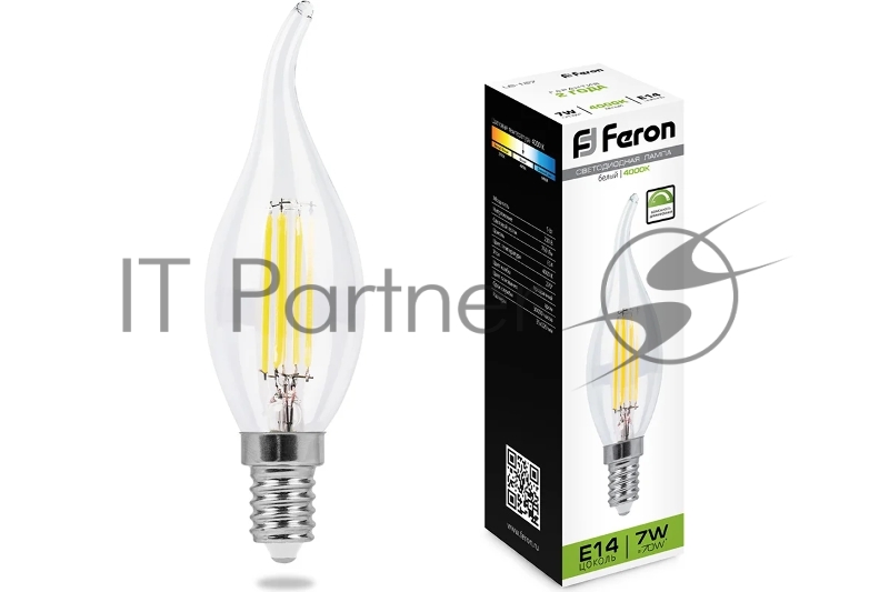 Лампа светодиодная LED 7вт Е14 белый свеча на ветру FILAMENT диммируемая